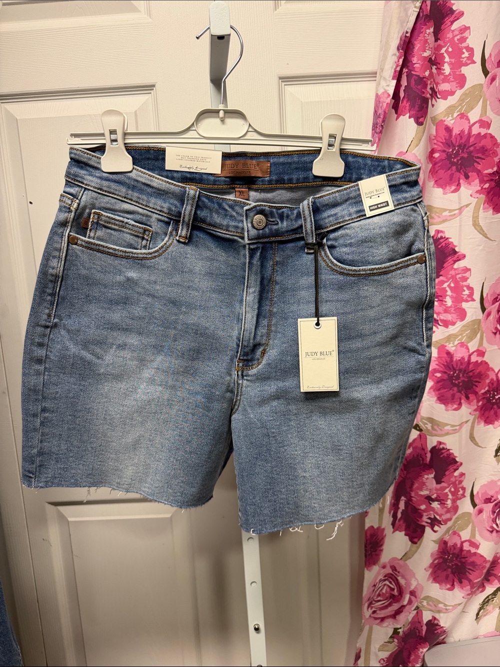Judy Blue Faded Light Blue Raw Hem Denim Shorts